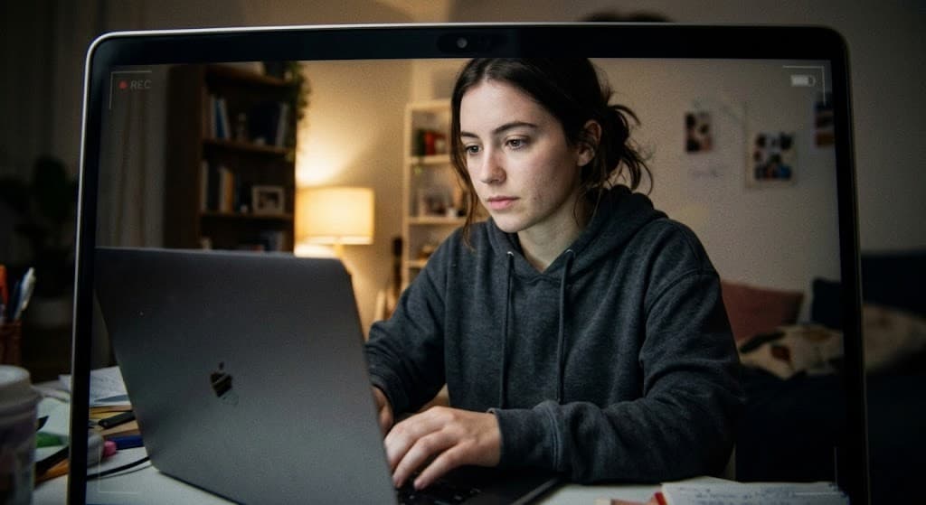 Laptop webcam as a two-way mirror